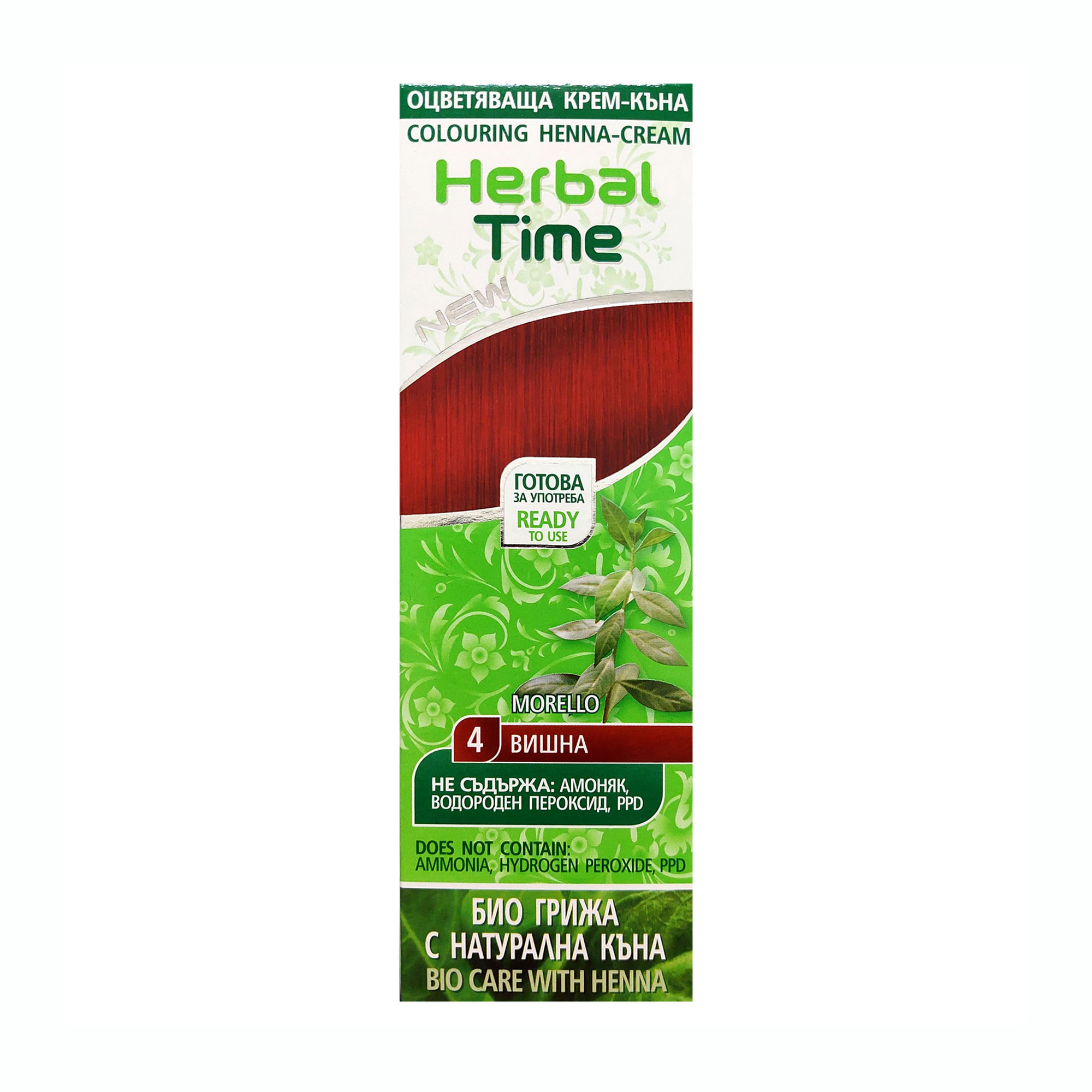 Безаміачна крем-хна для волосся Herbal Time 4 Вишня, 75 мл